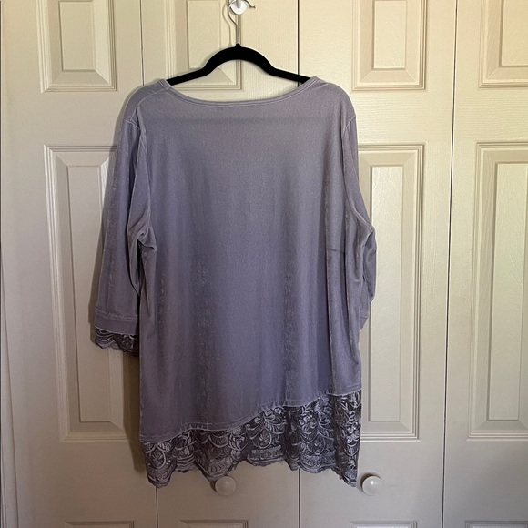 Soft Surroundings Lavender Scoop-Neck Lace-Hem Tunic - Picture 5 of 5